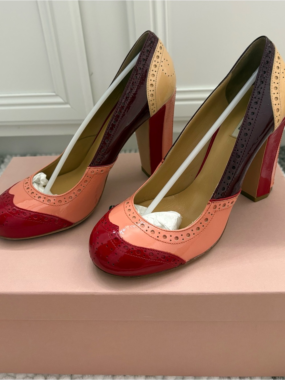 Vintage Miu Miu Naplak Patch Patent leather Shows in Rosso